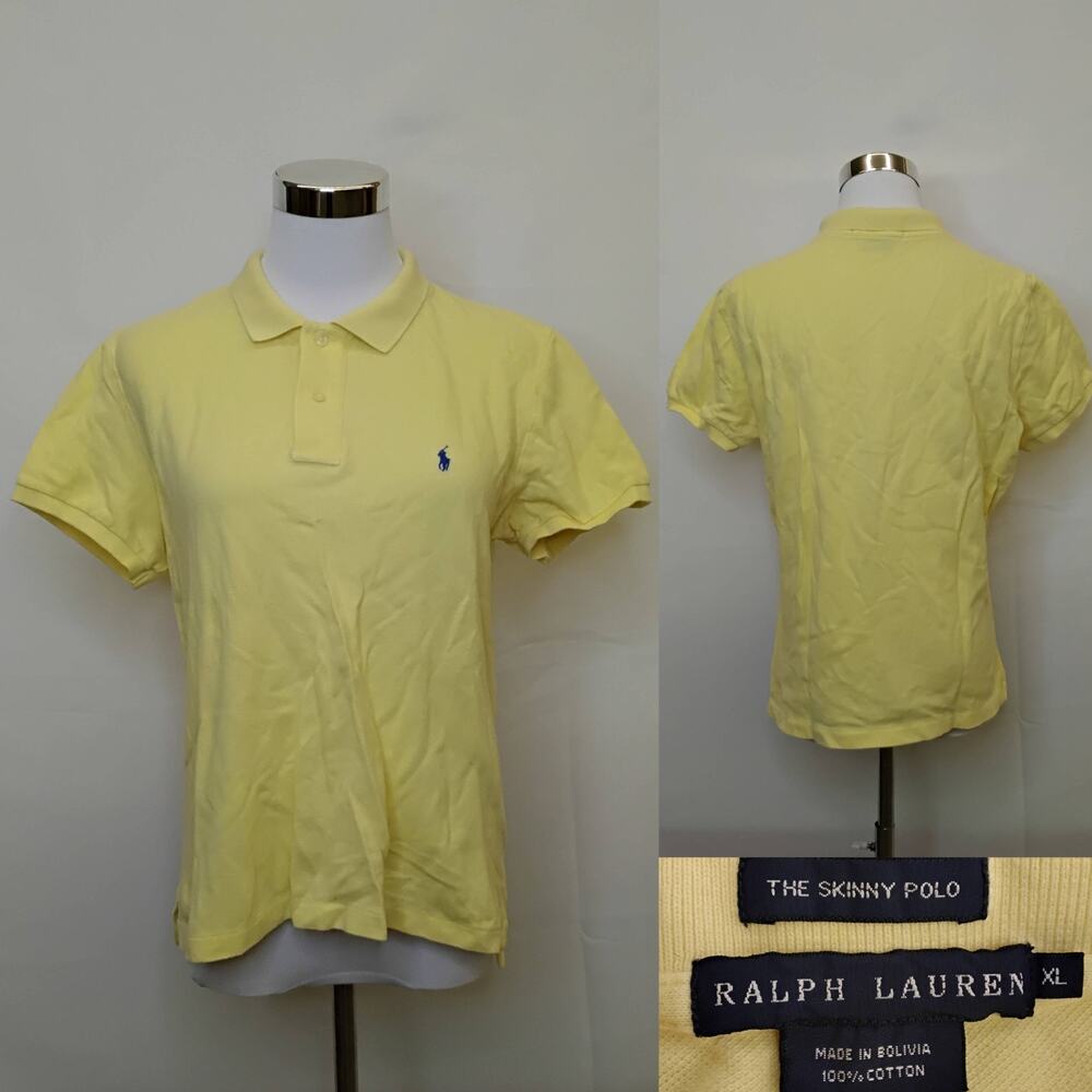 Ralph Lauren The Skinny Polo Women's XL Butter Yellow 100% Cotton Vintage #J5600